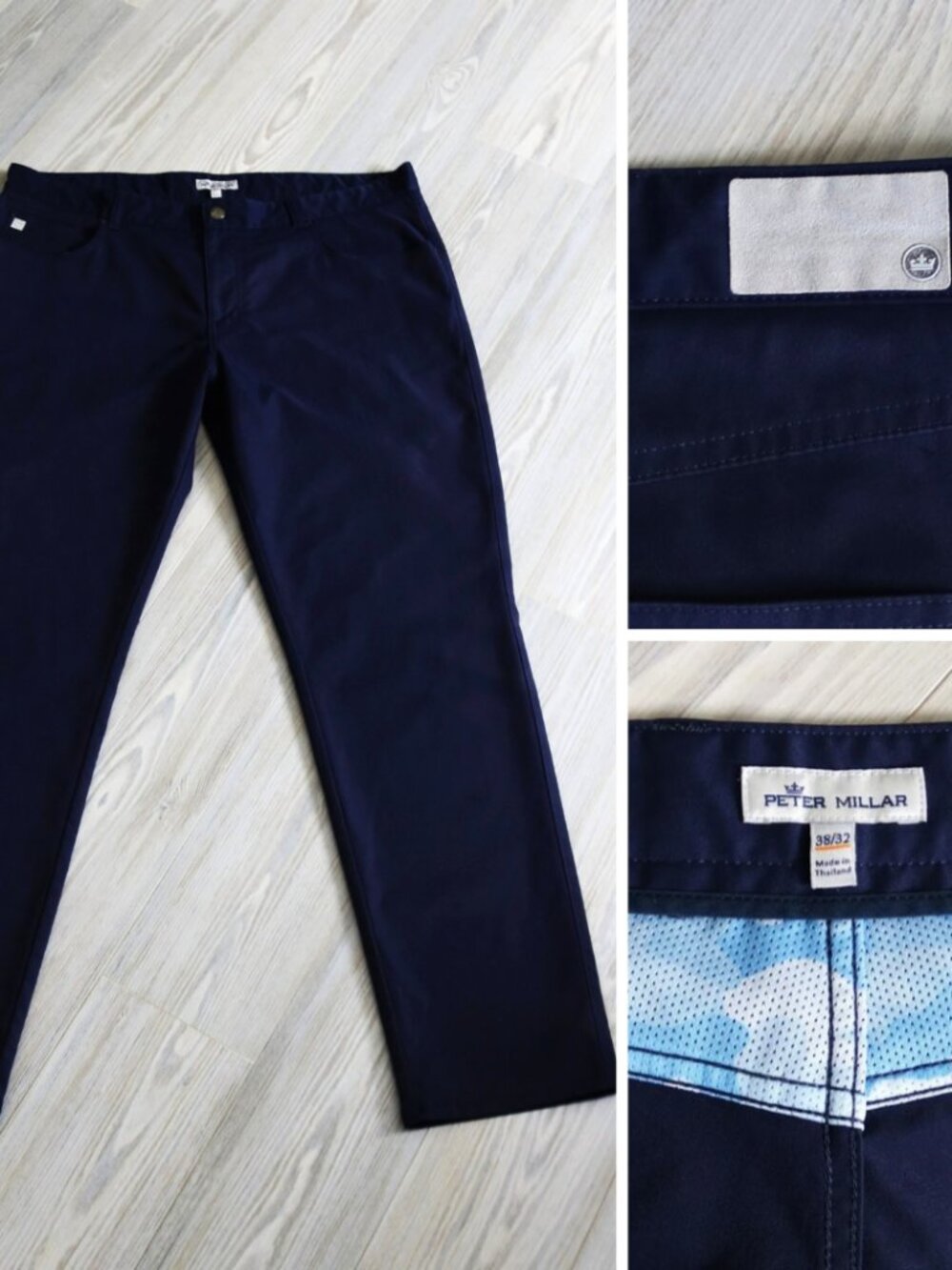 Peter Millar Crown Sport Men's 38 x 32 Navy Performance Golf Pants Chino EB66